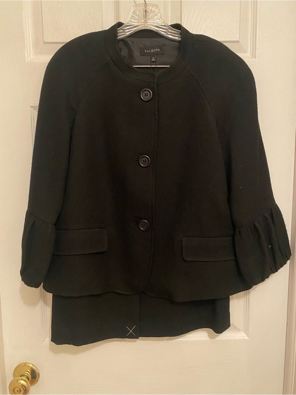 Talbots Black Three-Button Peplum Jacket & Skirt Set